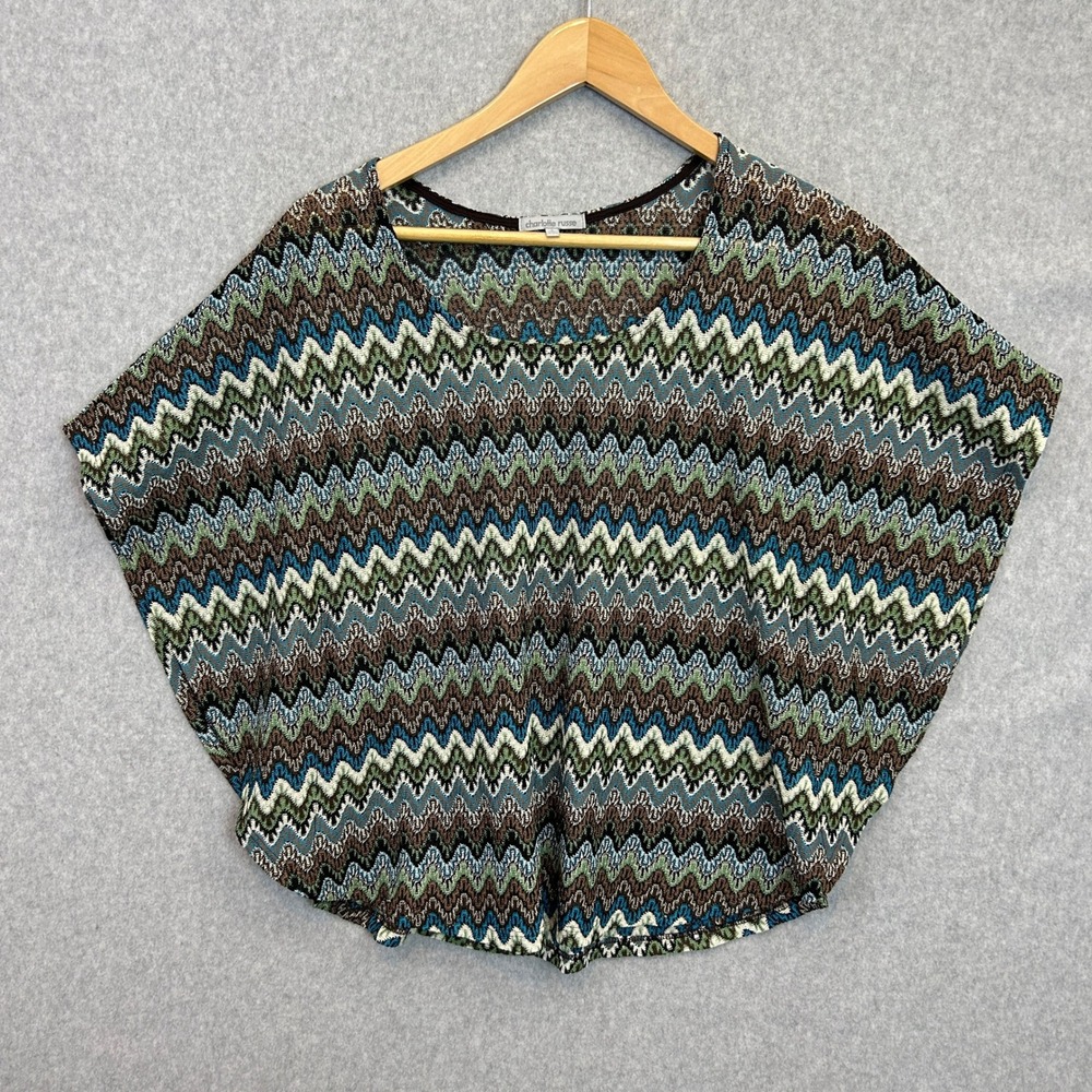 Charlotte Russe S Knit Top Chevron Batwing Y2K Indie Earthy Neutral 70s Retro